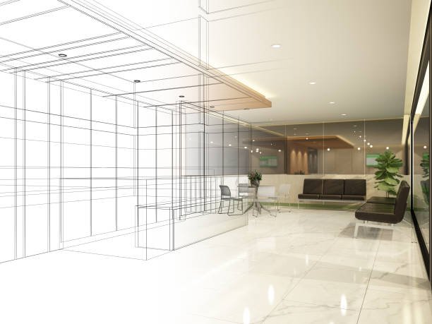 Sketch design of interior reception